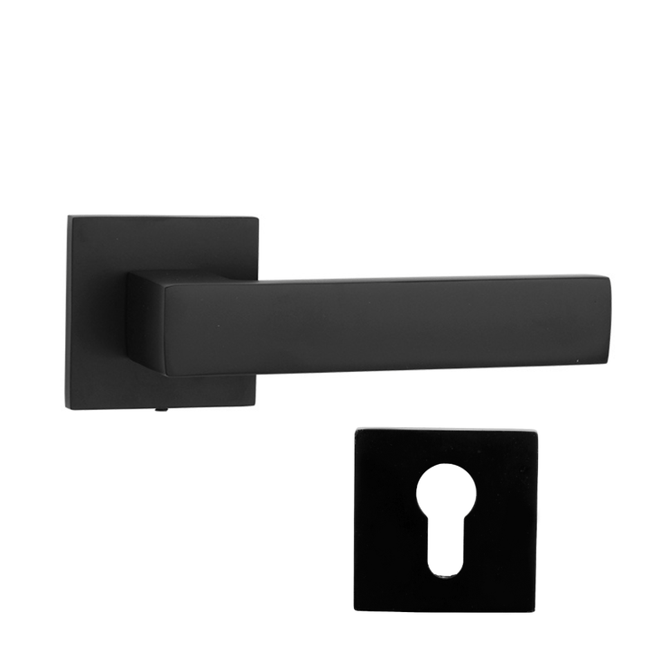Design Deurbeslagset - Zwart - Aluminium - Vierkant - Deurklink voor Binnendeur - Deurbeslag24