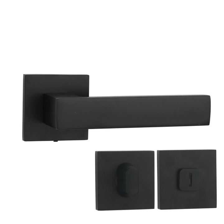Design Deurbeslagset - Zwart - Aluminium - Vierkant - Deurklink voor Binnendeur - Deurbeslag24