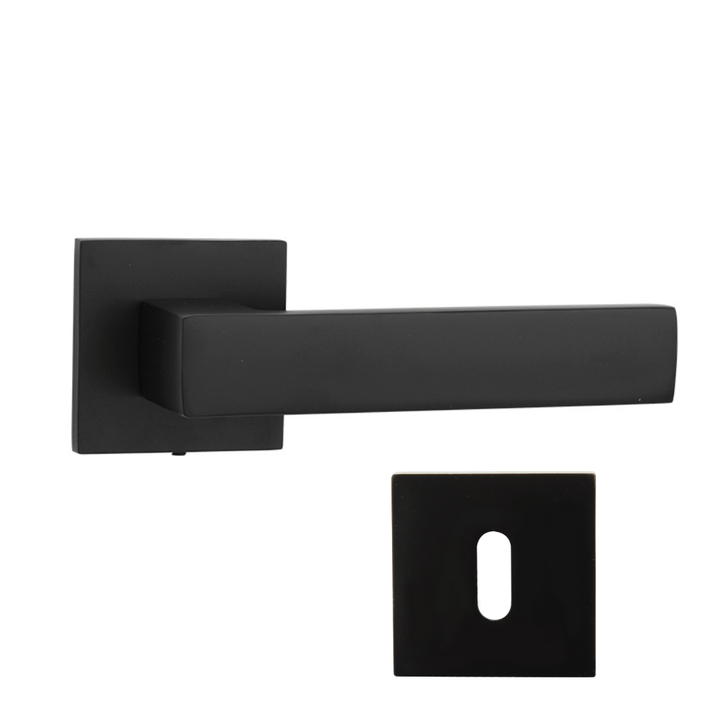 Design Deurbeslagset - Zwart - Aluminium - Vierkant - Deurklink voor Binnendeur - Deurbeslag24