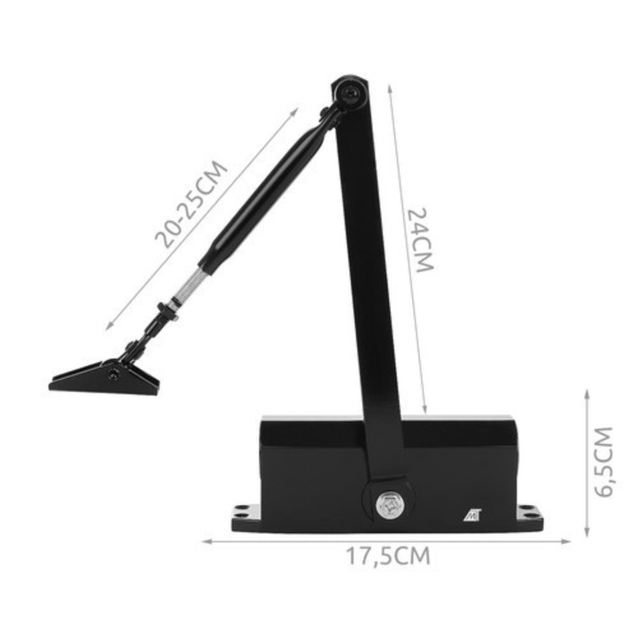 Deurdranger met Arm – Stil & Instelbaar – Geschikt voor Deuren tot 60 kg - Zwart - Deurbeslag24