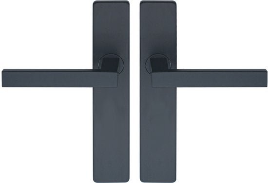 Deurklink Op Schild - Mat Zwart - Deurkruk - Deurbeslag Set - Incl. Bevestigingsmateriaal - Terugslagveer - Vierkant - Deurbeslag24