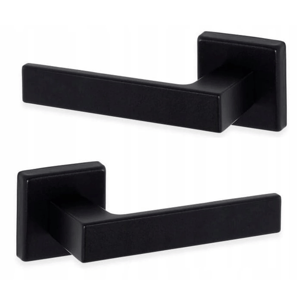 Deurklink - Vierkant Rozet - Mat Zwart - Aluminium - Deurkruk - Compleet Deurbeslag - Deurbeslag24