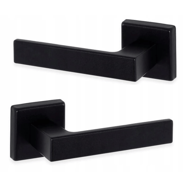 Deurklink - Vierkant Rozet - Mat Zwart - Aluminium - Deurkruk - Compleet Deurbeslag - Deurbeslag24