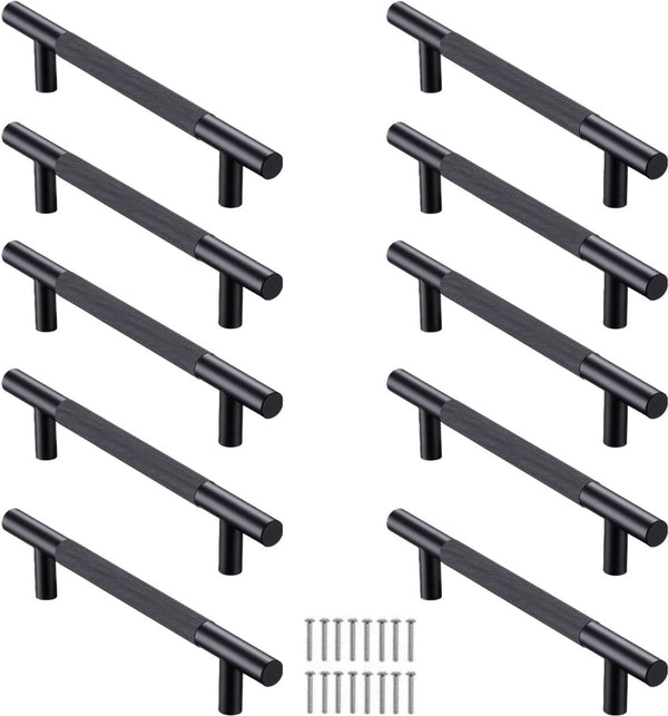 Hauskraft - Design Handgreep Zwart - RVS - Modern - Kast Greep - Meubelgreep Kast - 10 Stuks - Deurbeslag24