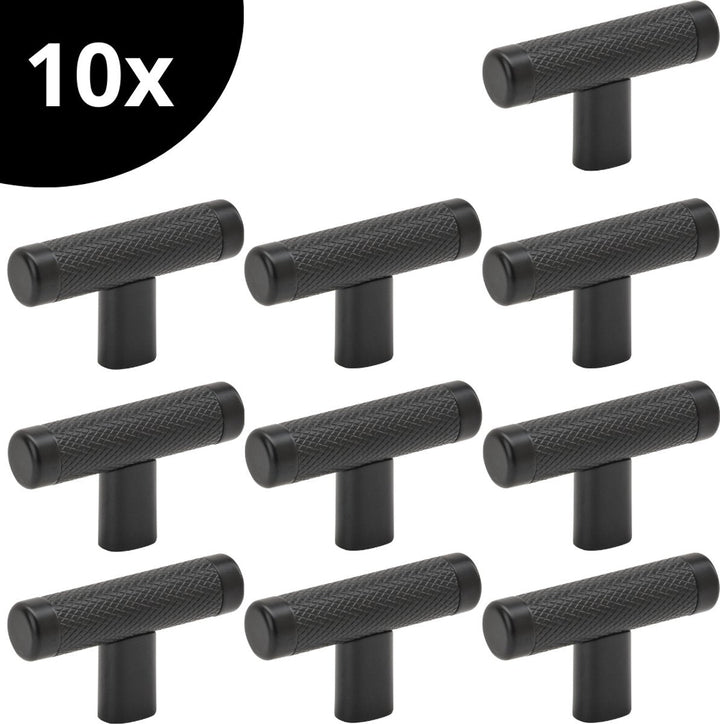 Hauskraft - Design Handgreep Zwart - RVS - Modern - Kast Greep - Meubelgreep Kast - 10 Stuks - Deurbeslag24