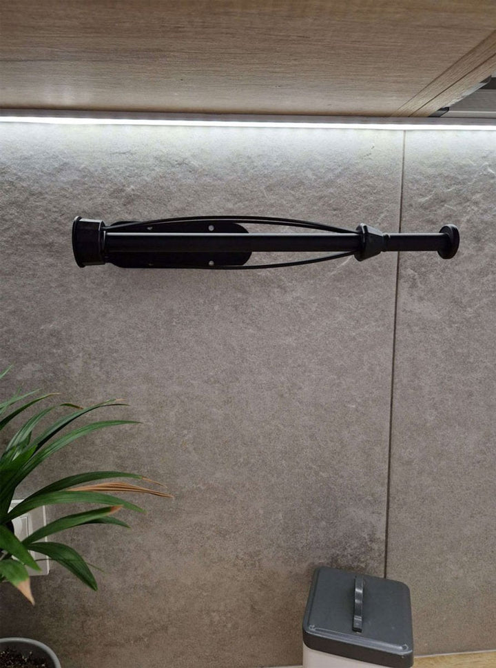 Hauskraft - Keukenrolhouder - Zelfklevend en/of Boren - Keukenrolhouder Zwart - Rollenhouder - Keukenrolhouder Hangend - Deurbeslag24