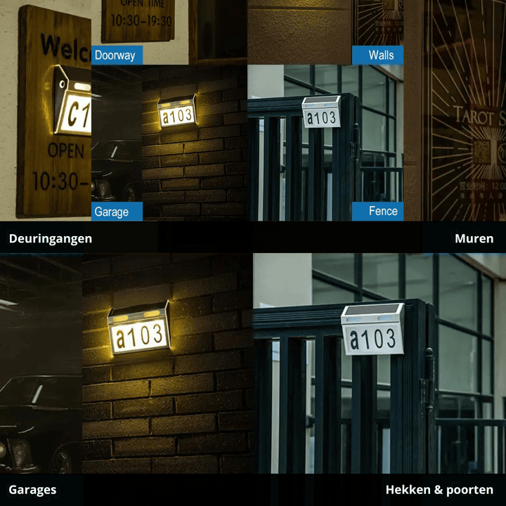 Huisnummer Verlichting - Solar - LED Huisnummerbord Zonne Energie - 0/9 - a/z - Huisnummerbord - Zilver - Deurbeslag24