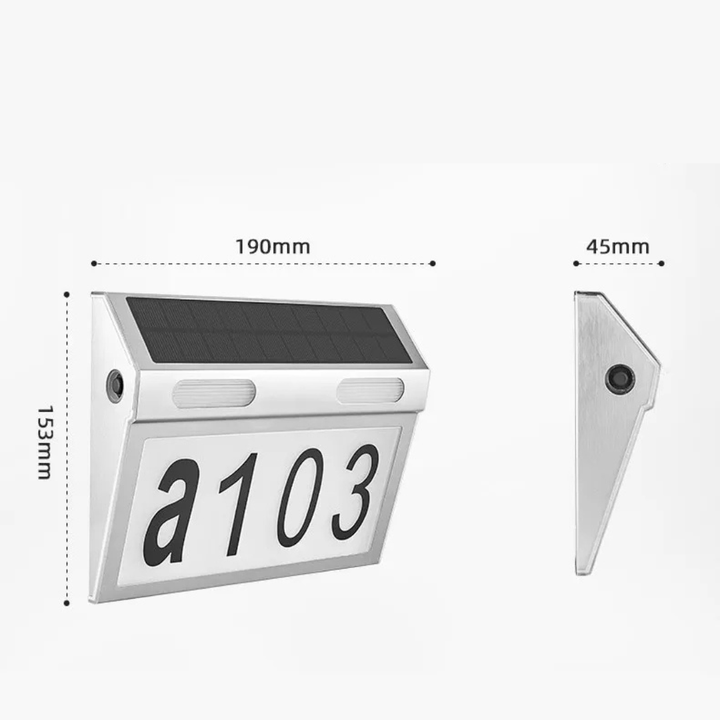 Huisnummer Verlichting - Solar - LED Huisnummerbord Zonne Energie - 0/9 - a/z - Huisnummerbord - Zilver - Deurbeslag24