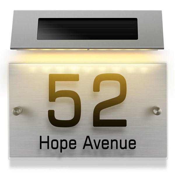 Huisnummer Verlichting - Solar - LED Huisnummerbord Zonne Energie - 0/9 - a/z - Huisnummerbord - Zilver - Transparant - Deurbeslag24