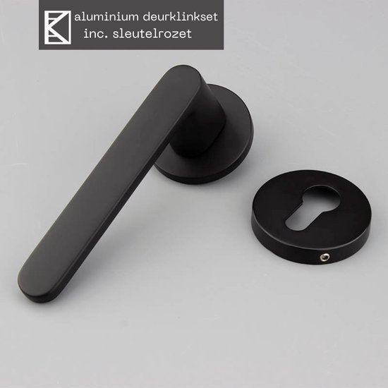 KAIA - Deurklink - Mat - Rond Rozet - Compleet Deurbeslag Set - Aluminium - Deurbeslag24