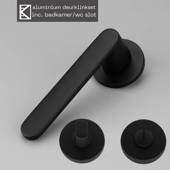 KAIA - Deurklink - Mat - Rond Rozet - Compleet Deurbeslag Set - Aluminium - Deurbeslag24