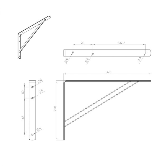 Maclean Plankdrager Wit - 2 Stuks - 270 x 395 mm - Epoxystaal - Krachtige Witte Plankdragers - Deurbeslag24