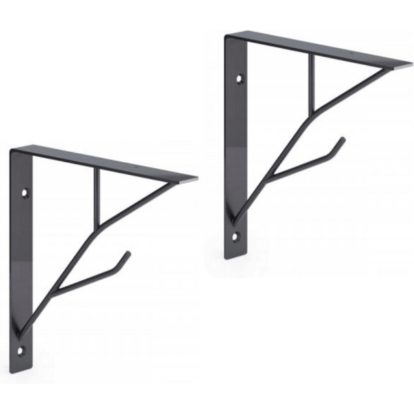 Plankdrager - Metaal - Zwart - Geometrisch - 2 Stuks - 150 mm - Metalen Plankdragers voor Plankbevestiging - Deurbeslag24