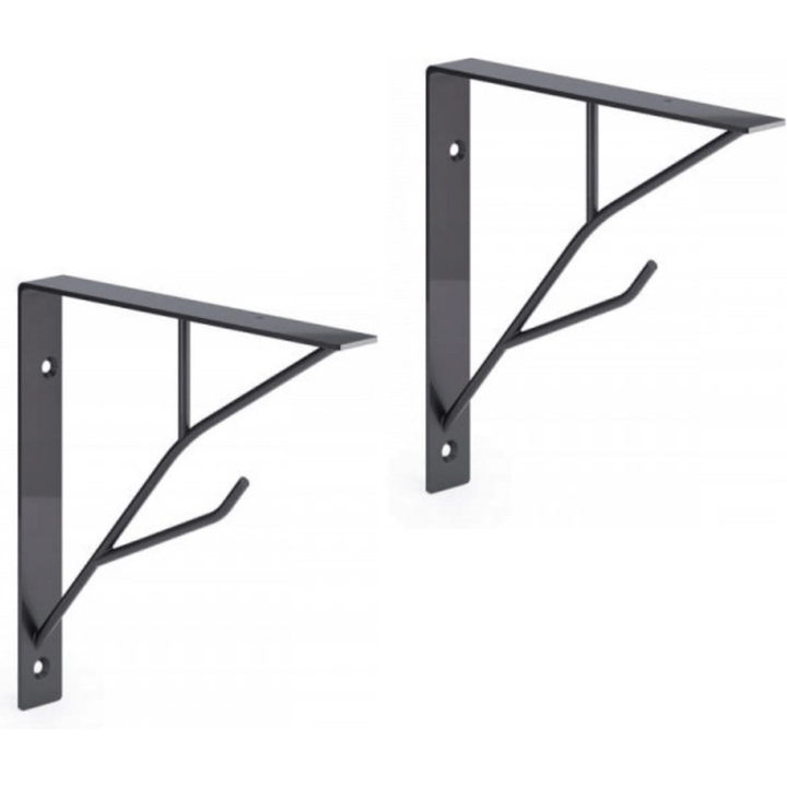 Plankdrager - Metaal - Zwart - Geometrisch - 2 Stuks - 150 mm - Metalen Plankdragers voor Plankbevestiging - Deurbeslag24