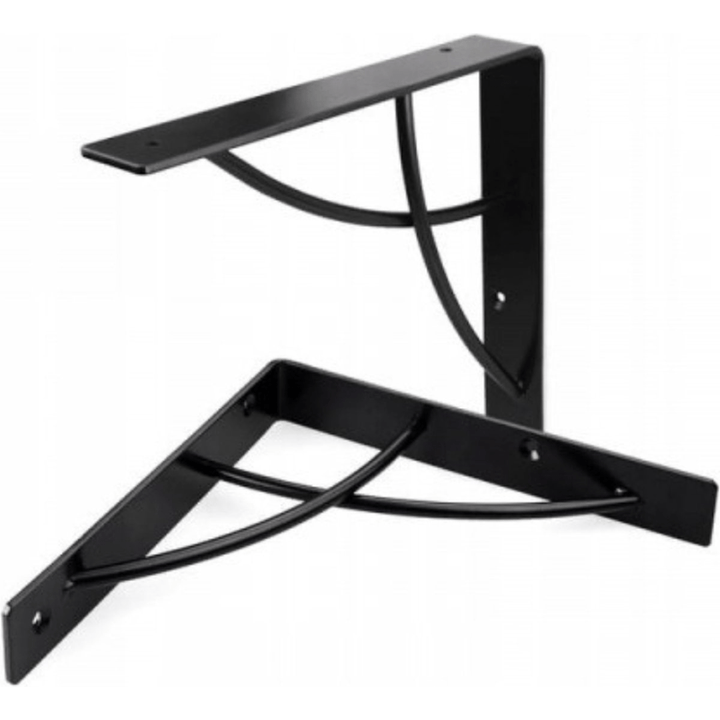 Plankdrager - Metaal - Zwart - Geometrisch - 2 Stuks - 180 mm - Metalen Plankdragers voor Plankbevestiging - Deurbeslag24