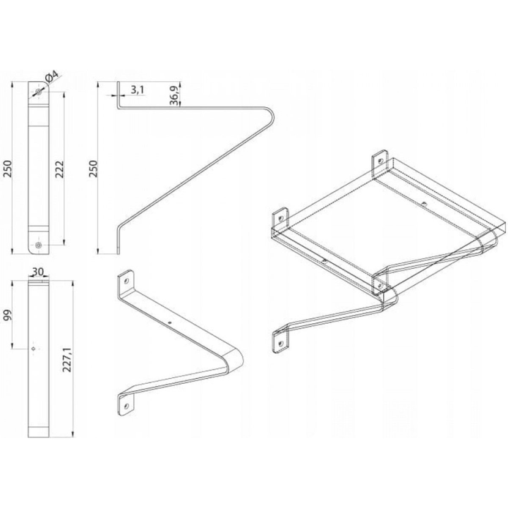 Plankdrager - Metaal - Zwart - Industrieel - 2 Stuks - 250 mm - Metalen Plankdragers voor Plankbevestiging - Deurbeslag24