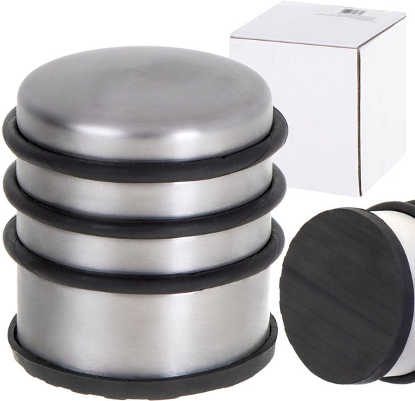 Set van 2 Deurstoppers - Deurstopper RVS met Anti Slip Bodem - 1 kg Voor binnen en buiten - Deurbuffer ⌀7 x 7,5 cm - Deurbeslag24