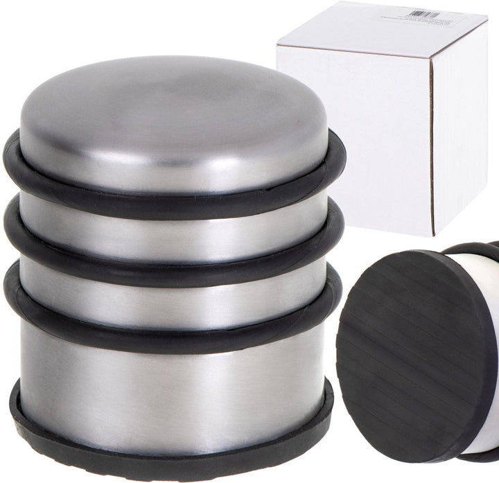 Set van 2 Deurstoppers - Deurstopper RVS met Anti Slip Bodem - 1 kg Voor binnen en buiten - Deurbuffer ⌀7 x 7,5 cm - Deurbeslag24