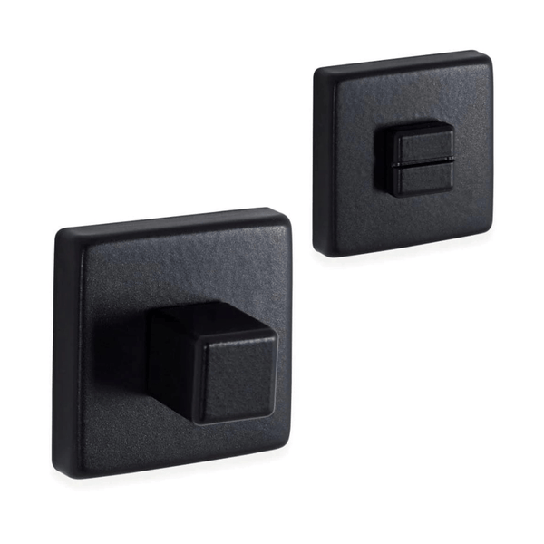 Vierkant WC Garnituur - 6 mm Stift - Rozet - Mat Zwart - Afdekplaat - Inclusief Montageschroeven - Deurbeslag24